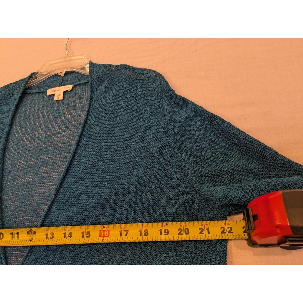 Coldwater Creek Cardigan Sweater Womens XL Linen Blend Open Front Pocket‎ Mesh - Picture 14 of 16